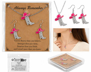 Western Cowboy Boot Jewelry Set – Necklace & Earrings Gift Set